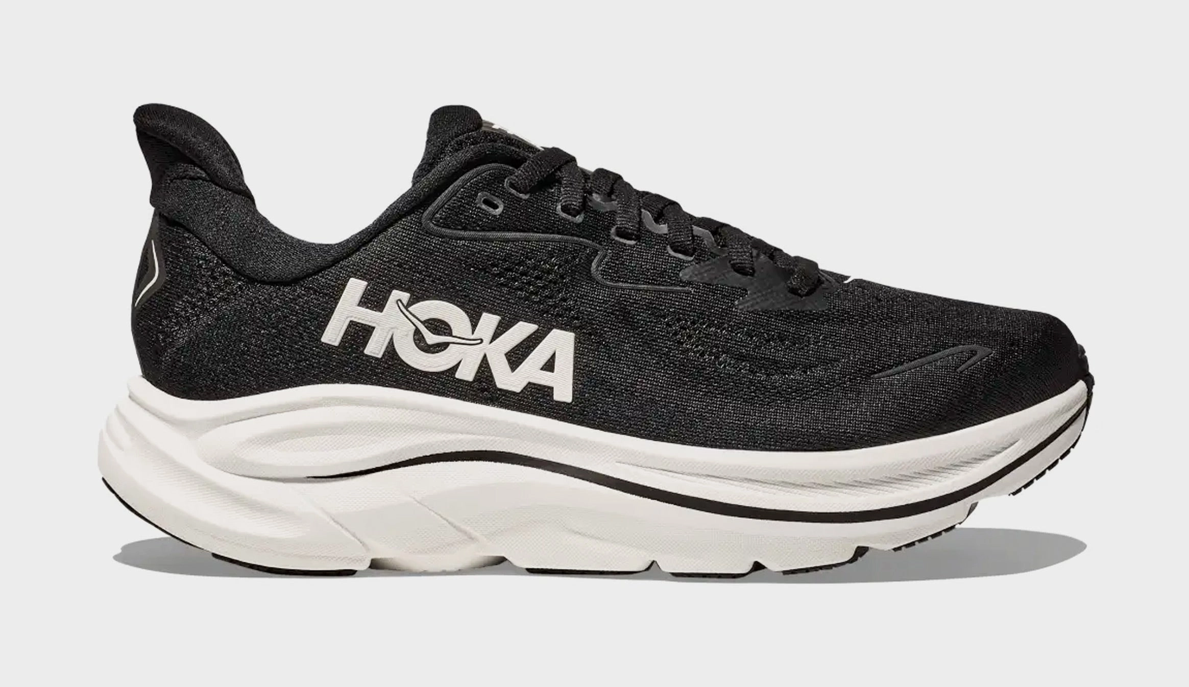 Clifton 10 Mens Running Shoes (Black/White) Trail-ready Hoka hiking shoes