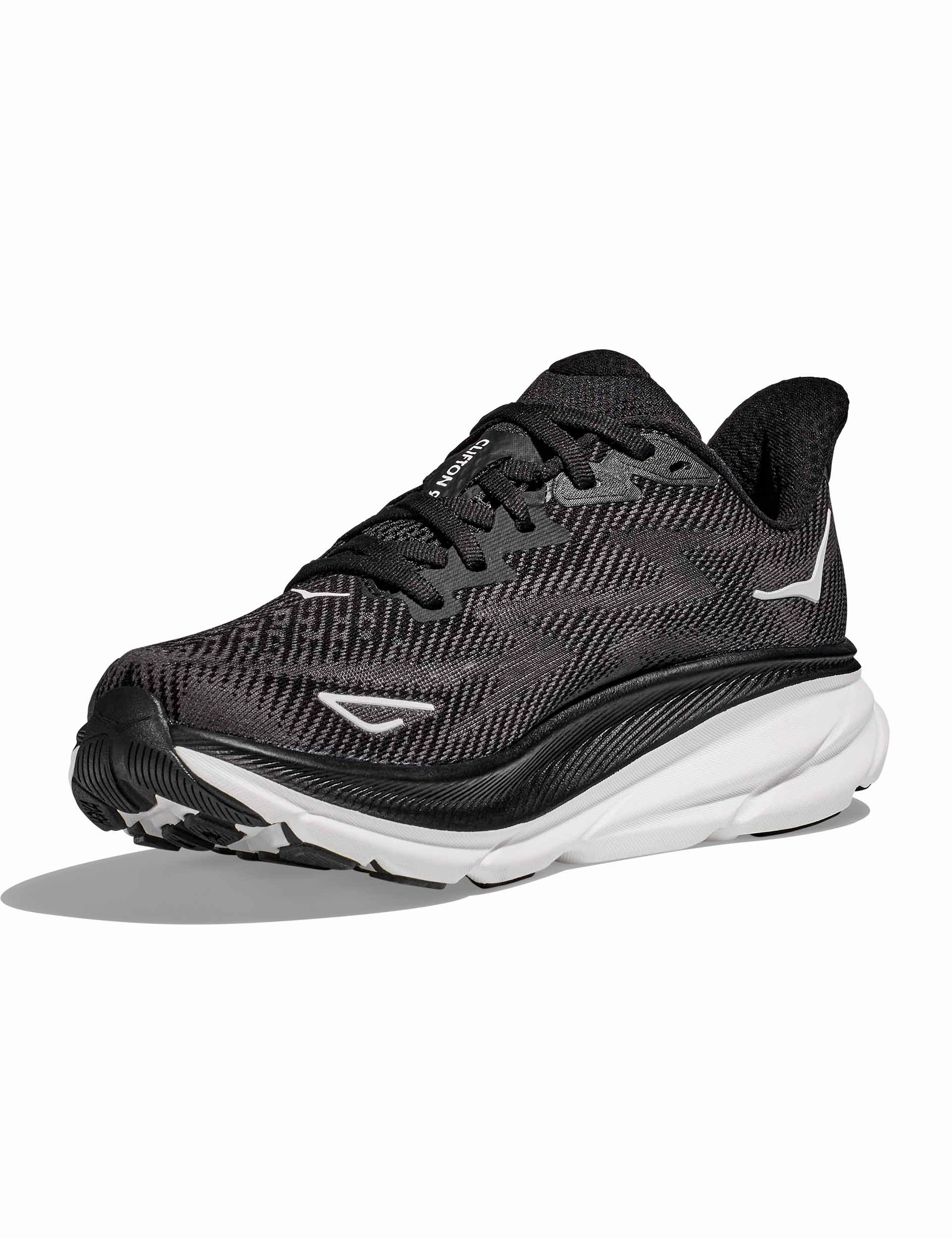 Clifton 9 - Black/White Hoka trail-ready performance shoes