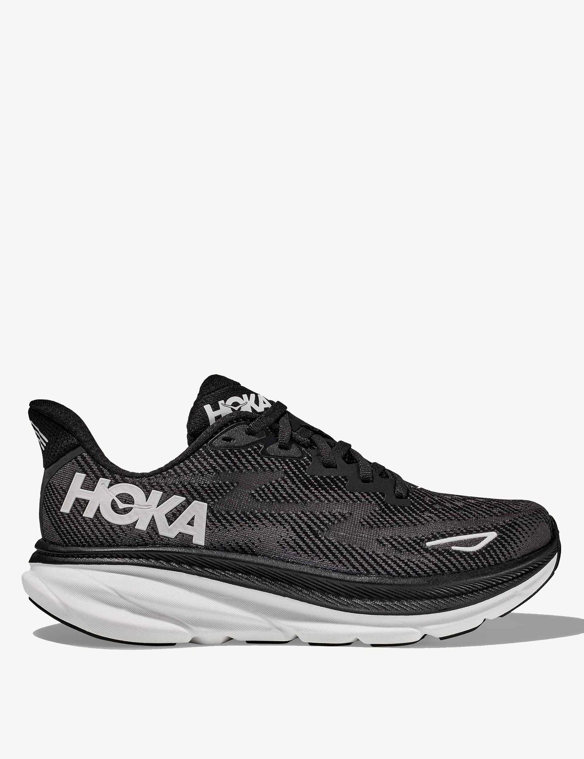 Clifton 9 - Black/White Hoka performance shoes for runners