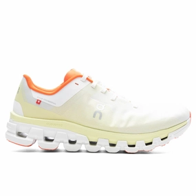 Cloudflow 4 - White/Hay On running shoes with cloud cushioning