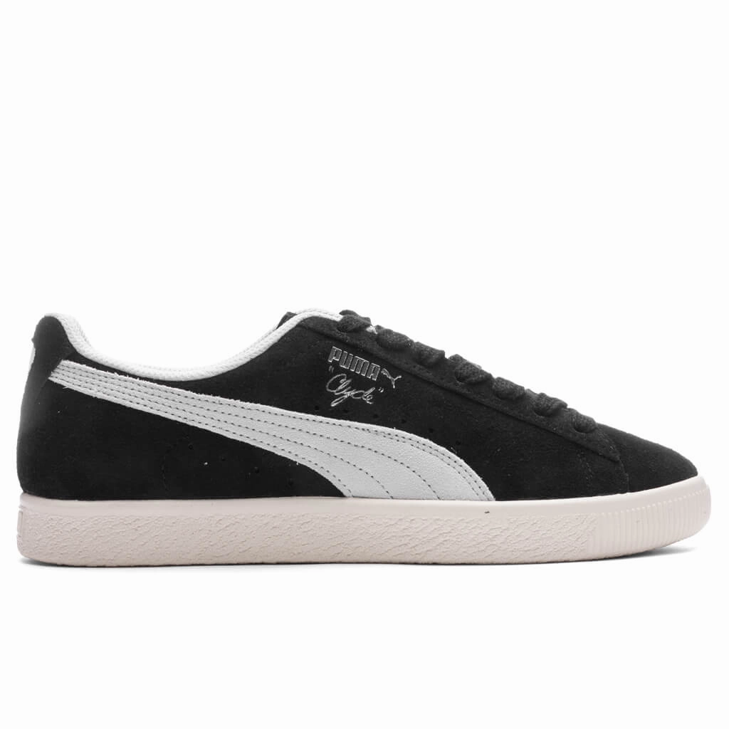 Clyde Hairy Suede - Black/Frosted Ivory Puma shoes with suede and modern shape