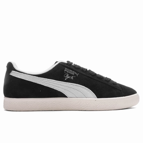 Clyde Hairy Suede - Black/Frosted Ivory Puma shoes with suede and modern shape