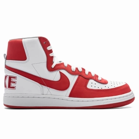 Comme des Garcons Homme Plus x Nike Terminator High SP - White/University Red Nike fashion sneakers with bold branding