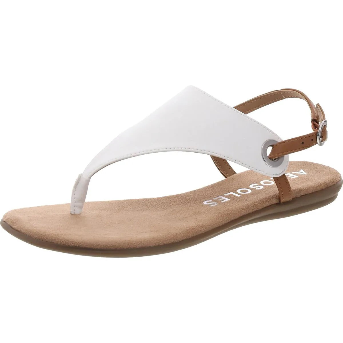 Conchlusion Womens Faux Leather Slingback T-Strap Sandals