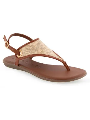 Conchlusion Womens Faux Leather Slingback T-Strap Sandals