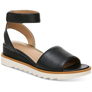 Constancia Womens Faux Leather Peep-Toe Wedge Sandals