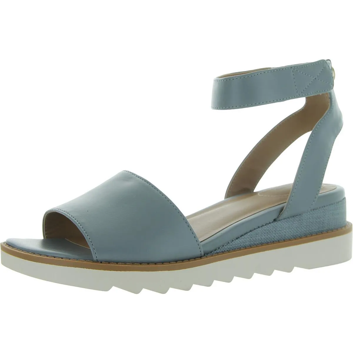 Constancia Womens Faux Leather Peep-Toe Wedge Sandals