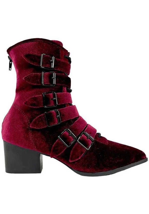 Coven [Burgundy Velvet] | BOOTS**