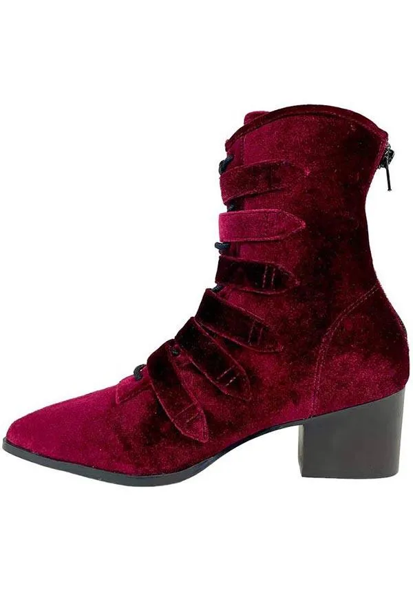 Coven [Burgundy Velvet] | BOOTS**