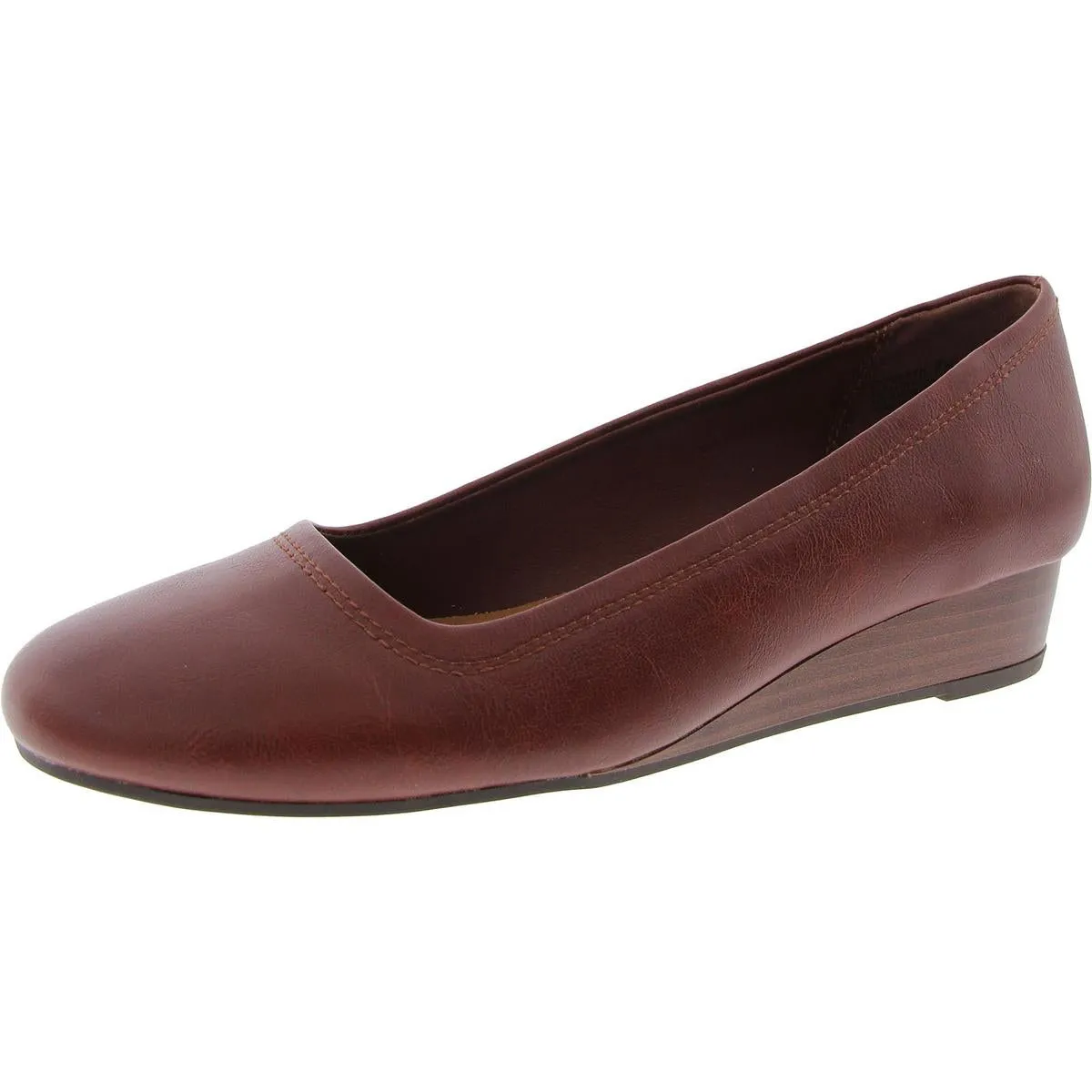 Covette Womens Faux Leather Slip-On Ballet Flats