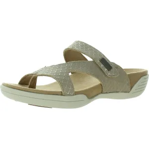 Darline Womens Embossed Leather Slide Sandals