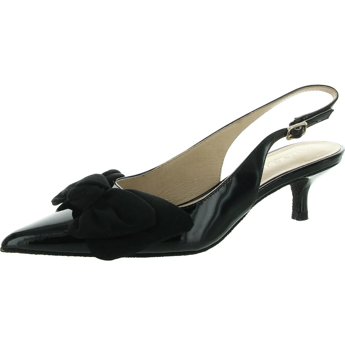 Debra Sling Womens Bow Patent Leather Kitten Heels