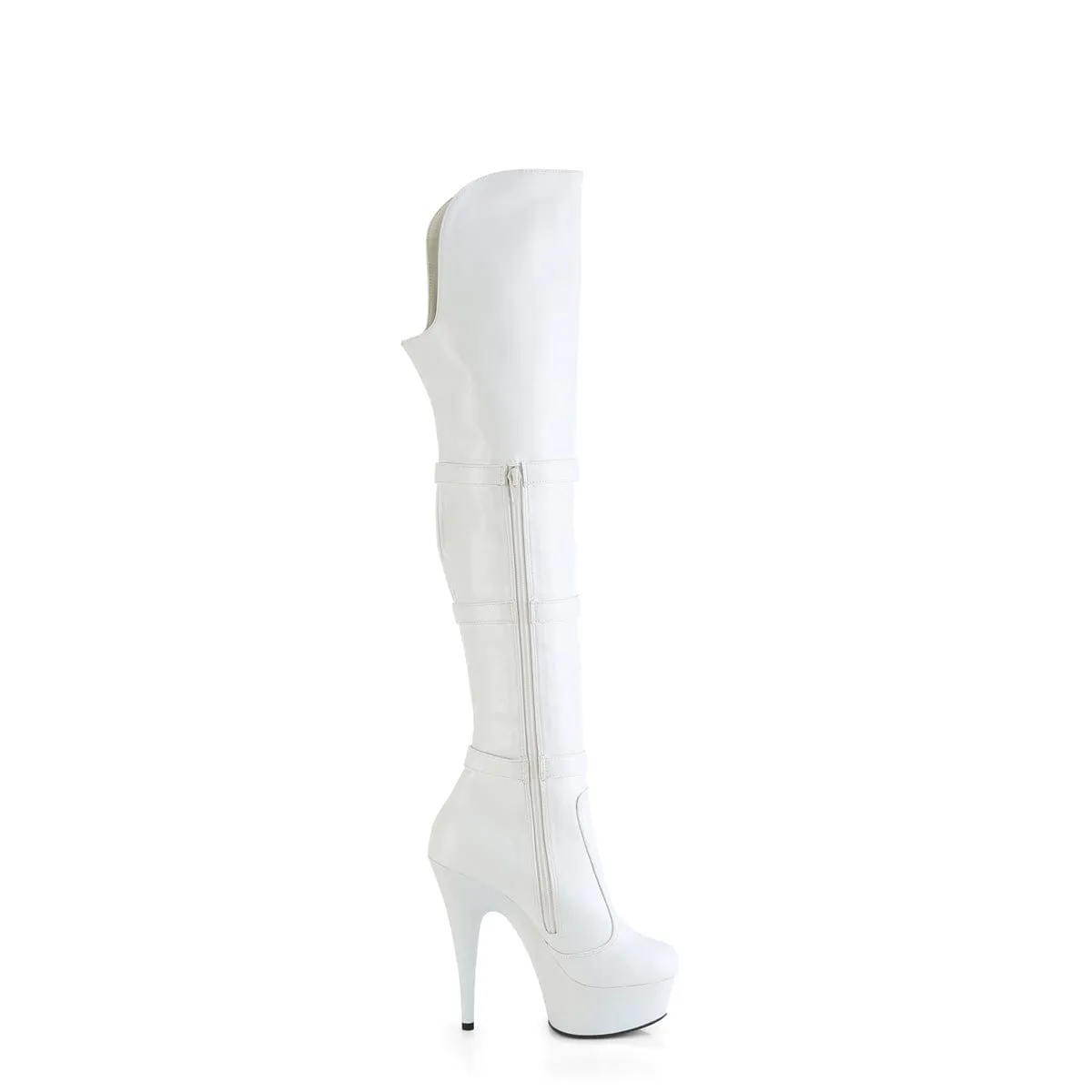 DELIGHT-3018 White Stretch Faux Leather/White Matte