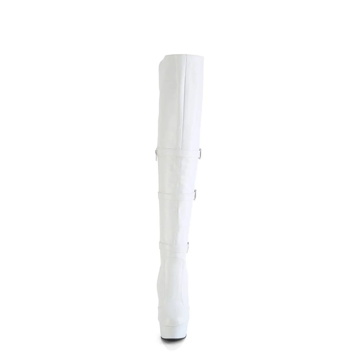 DELIGHT-3018 White Stretch Faux Leather/White Matte
