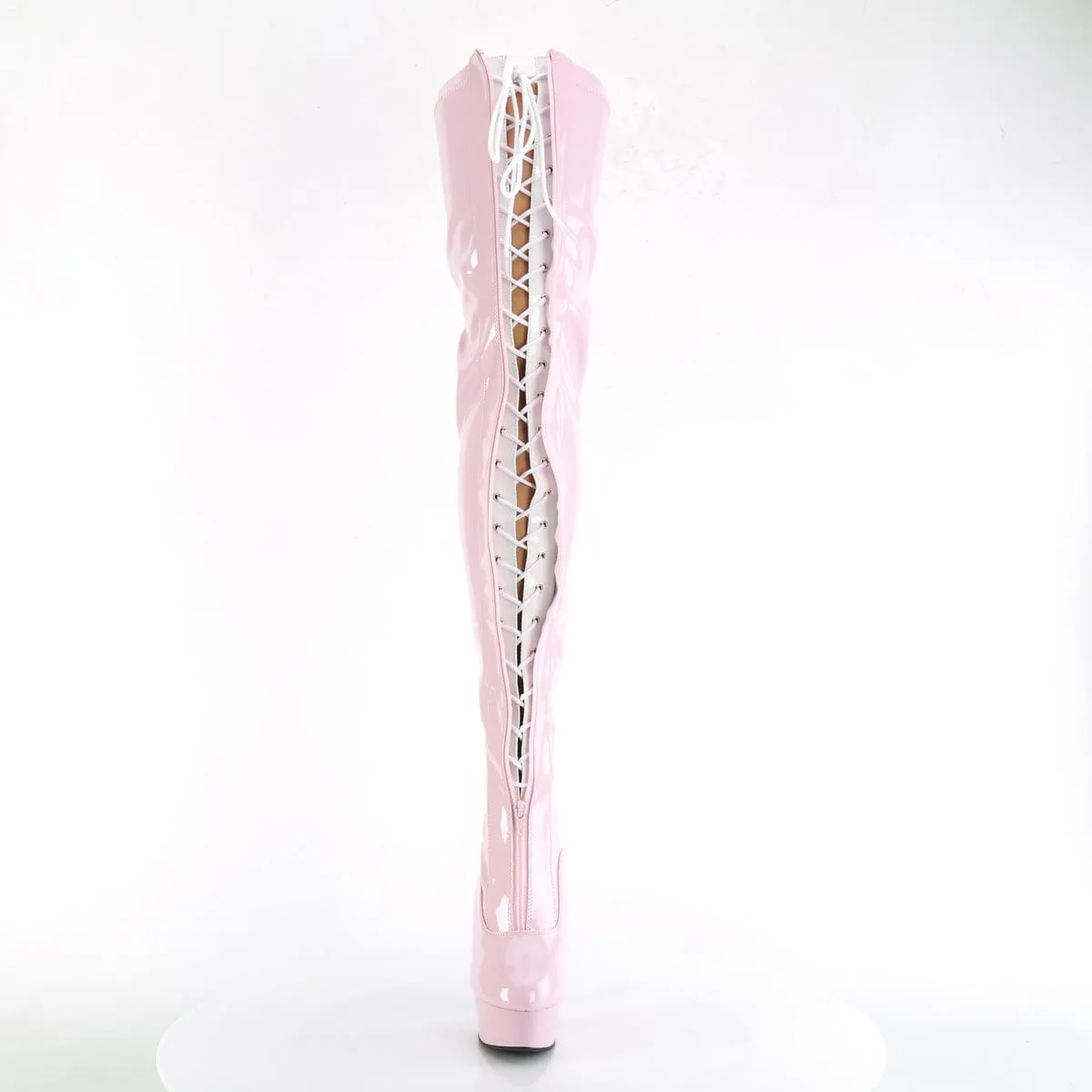 DELIGHT-3027 Baby Pink-White Stretch Patent/Baby Pink