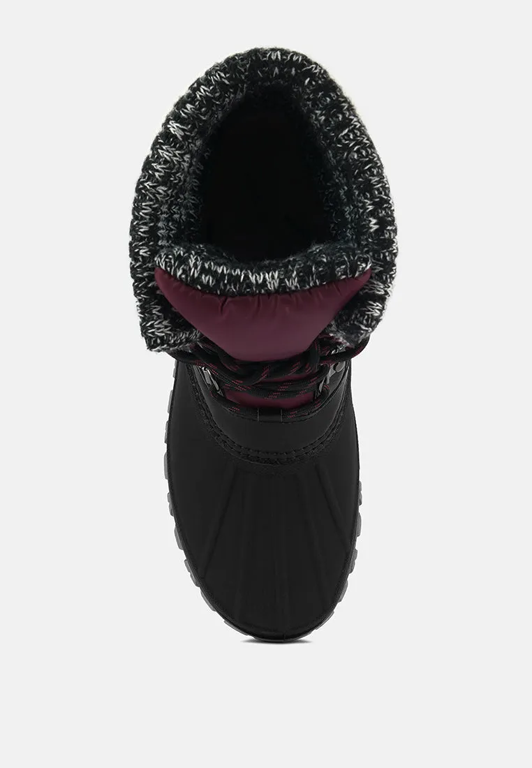 delphine knitted collar lace up boots