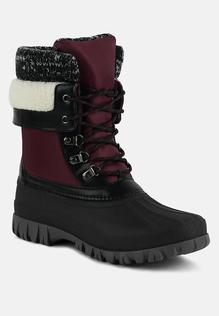delphine knitted collar lace up boots