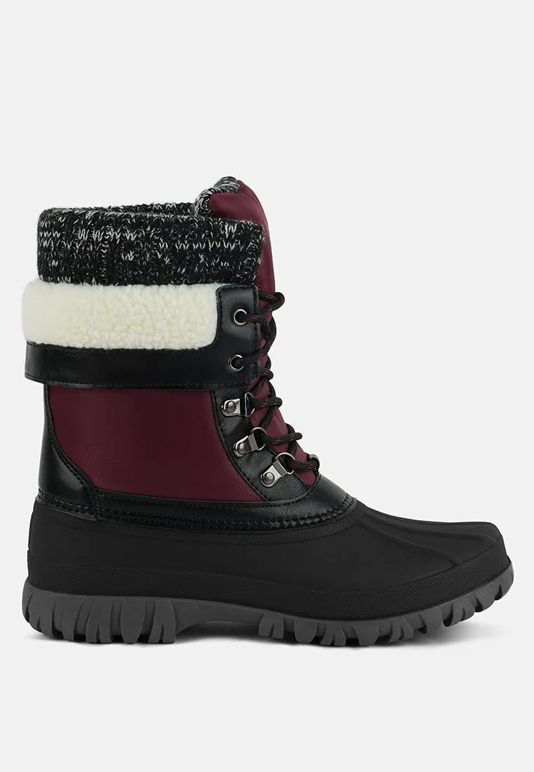 delphine knitted collar lace up boots