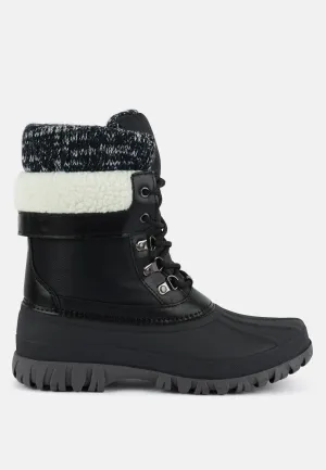 delphine knitted collar lace up boots