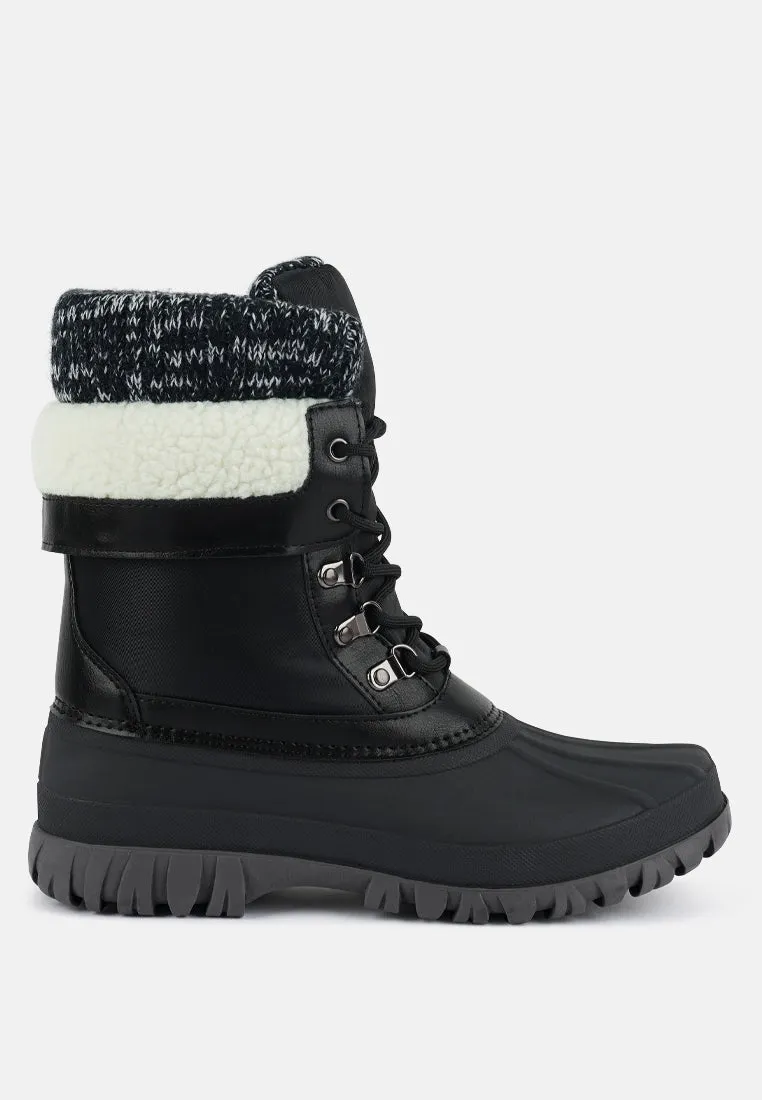delphine knitted collar lace up boots