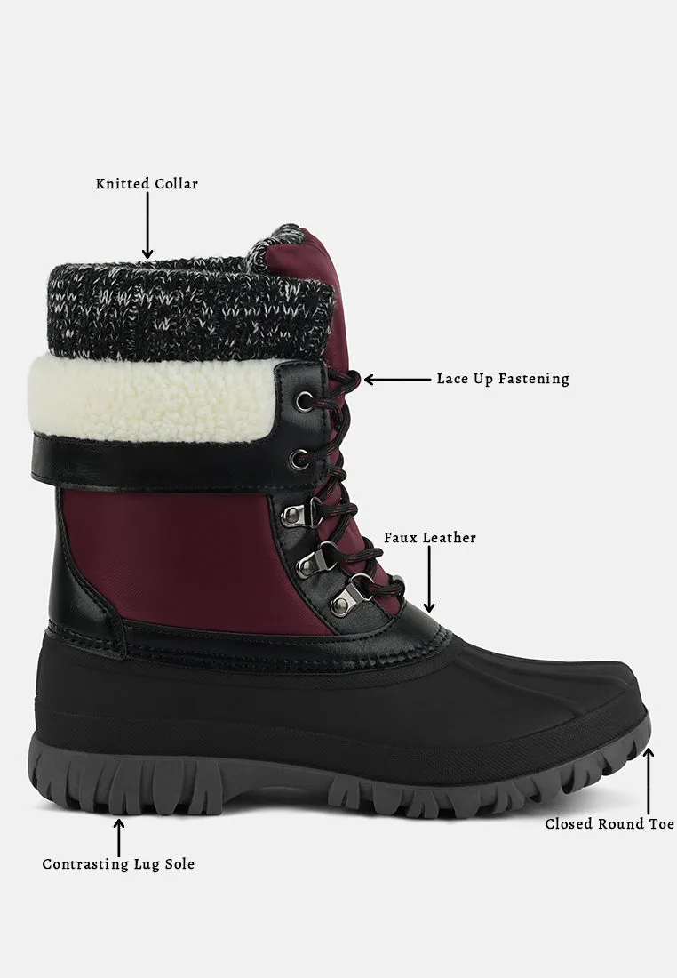delphine knitted collar lace up boots