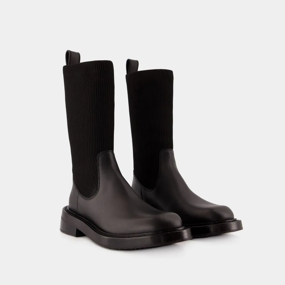 Detroit Sock Boots - Leather - Black