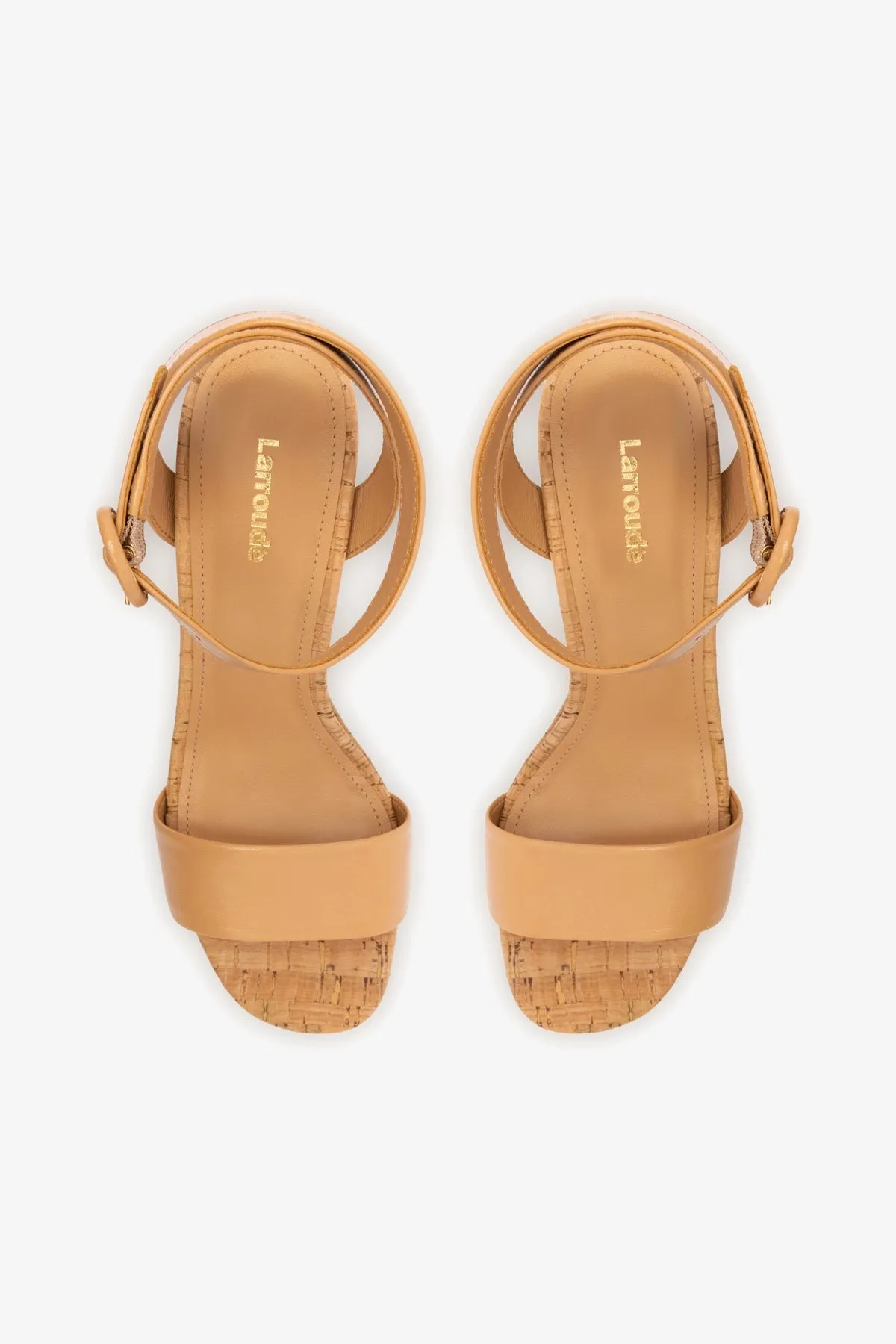 Dolly Sandal In Tan Leather and Natural Cork