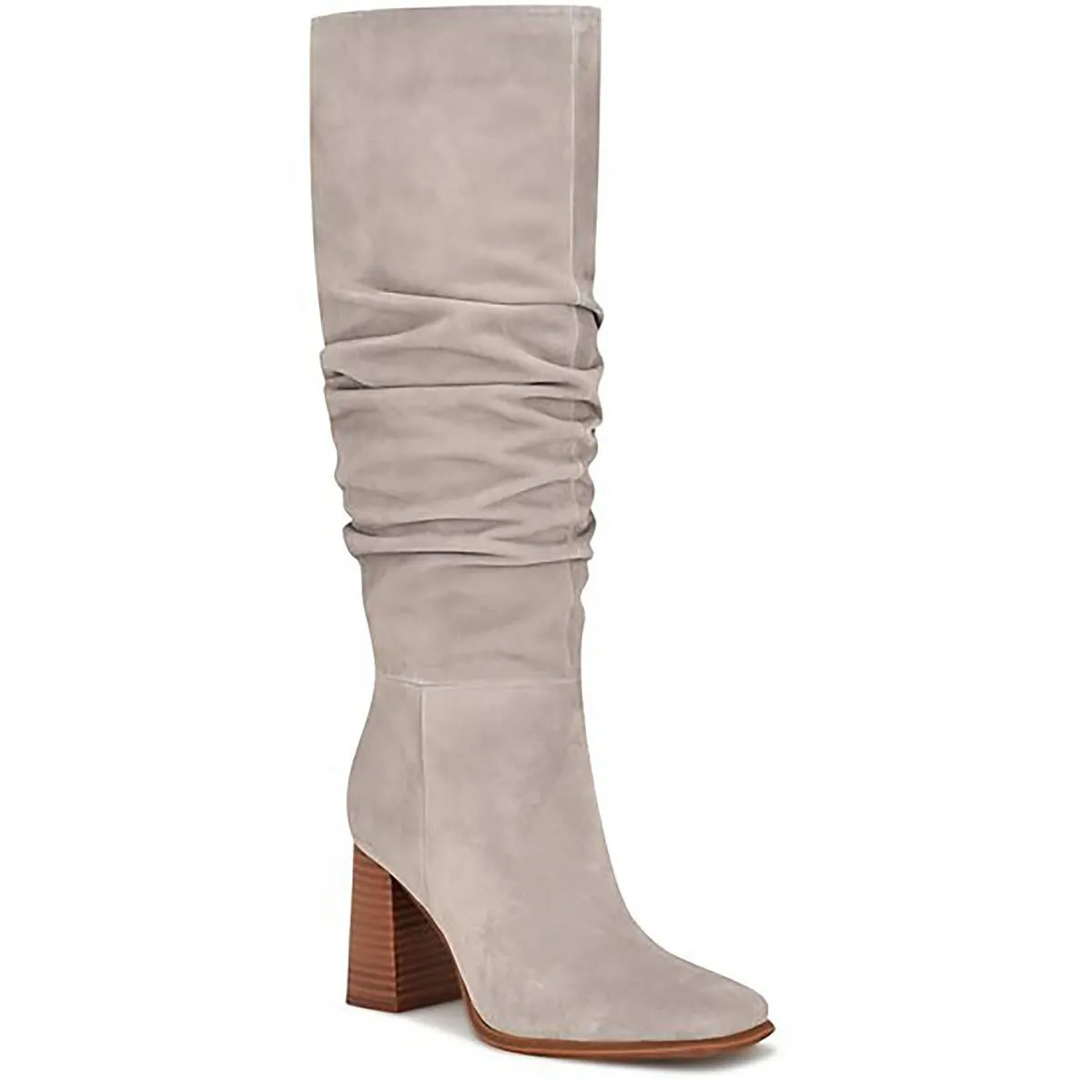 DOMAEY Womens Suede Block heel Knee-High Boots