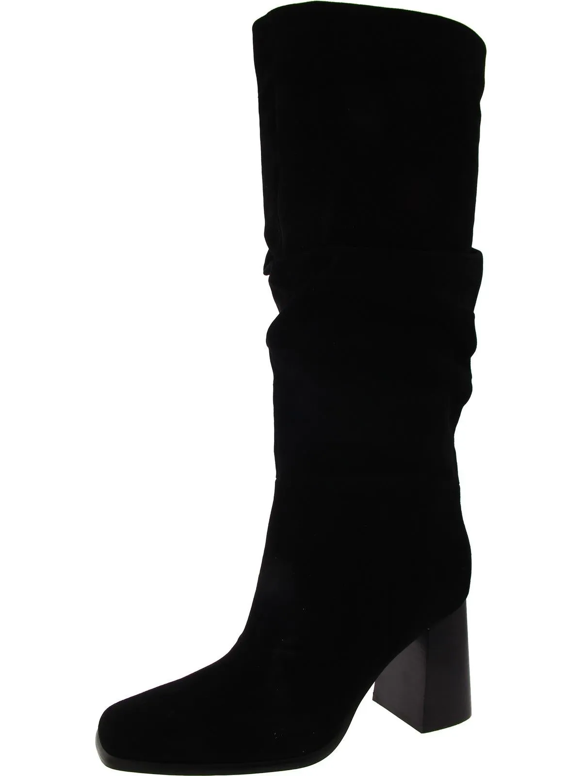 DOMAEY Womens Suede Block heel Knee-High Boots