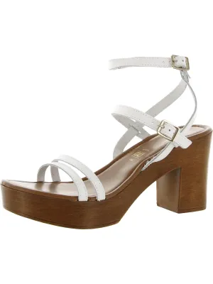 Double Dip Womens Leather Ankle Strappy Sandals
