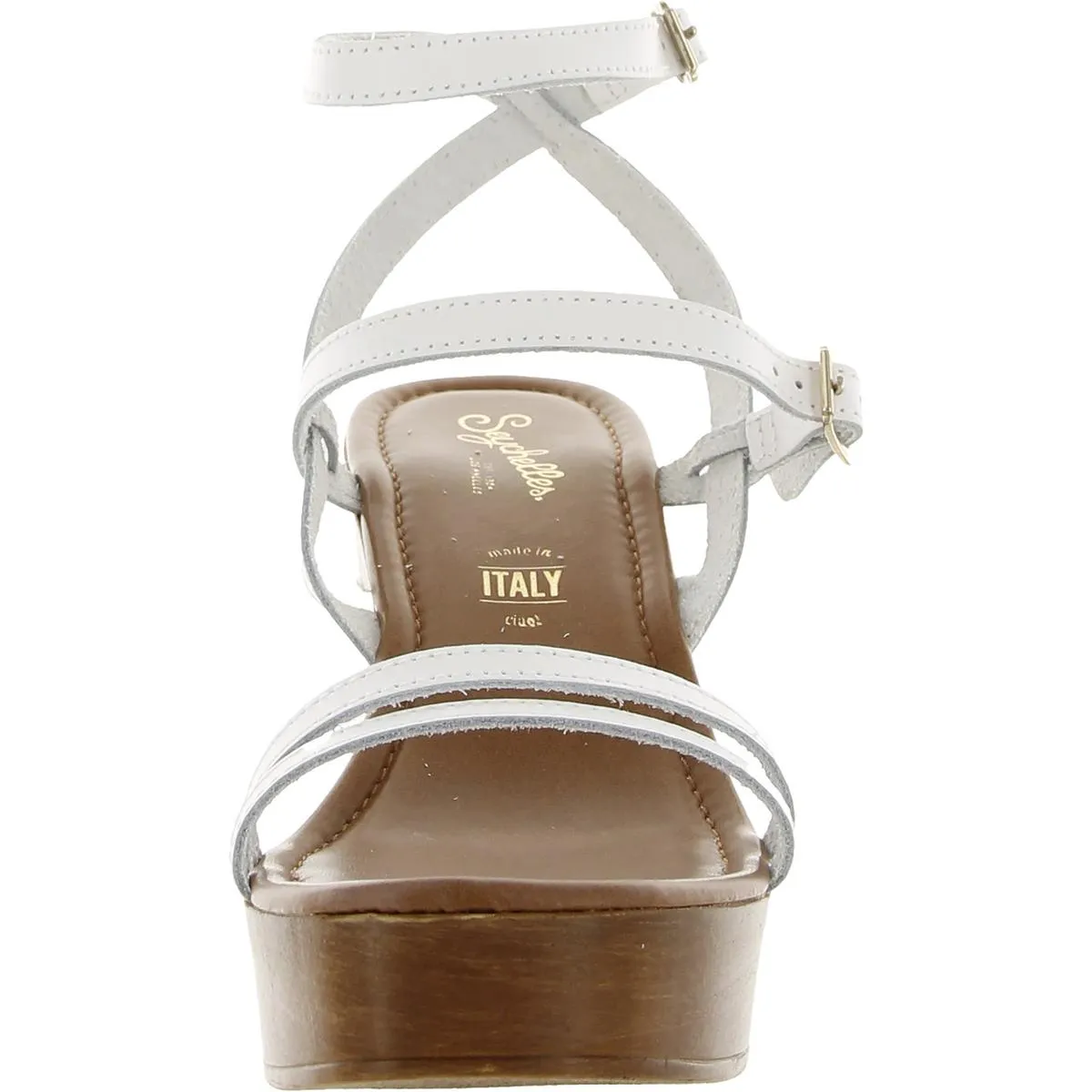 Double Dip Womens Leather Ankle Strappy Sandals