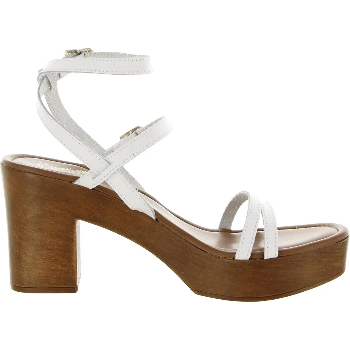 Double Dip Womens Leather Ankle Strappy Sandals