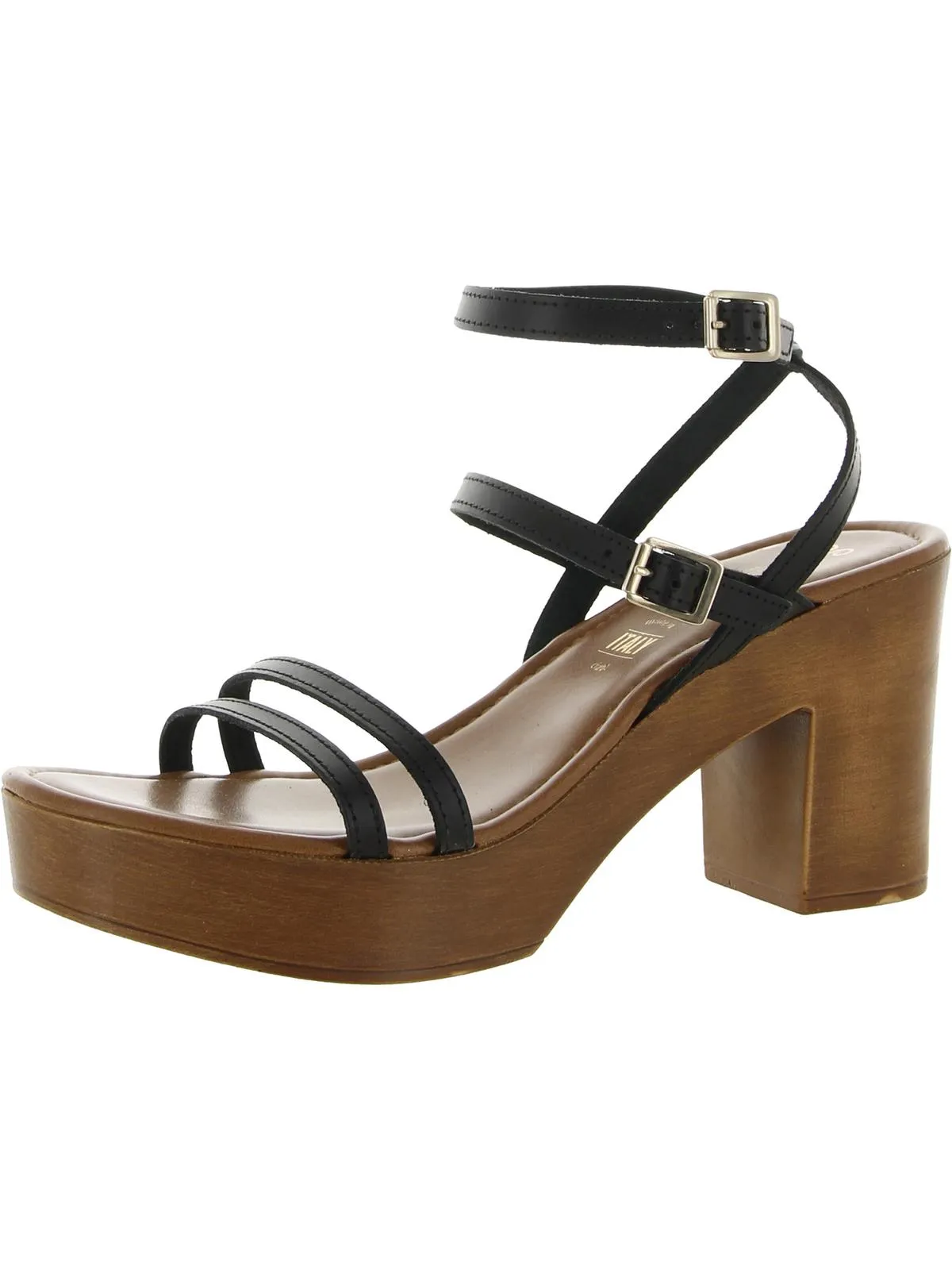 Double Dip Womens Leather Ankle Strappy Sandals