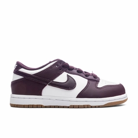 Dunk Low BP (PS) - White/Burgundy Crush/Gum Light Brown Nike lifestyle sneakers with retro vibe