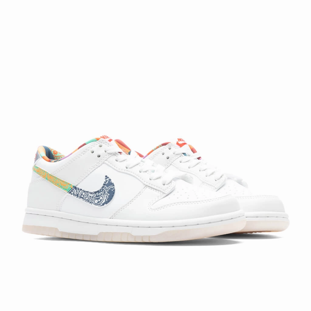 Dunk Low Multi-Color Paisley (GS) - White/Diffused Blue/White Nike trainers with responsive foam