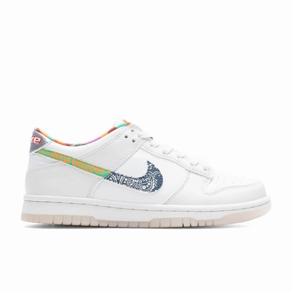 Dunk Low Multi-Color Paisley (GS) - White/Diffused Blue/White Nike signature design with comfort fit