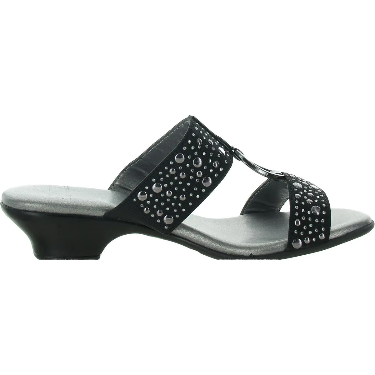 Eanna Womens Faux Leather Rhinestone Slide Sandals