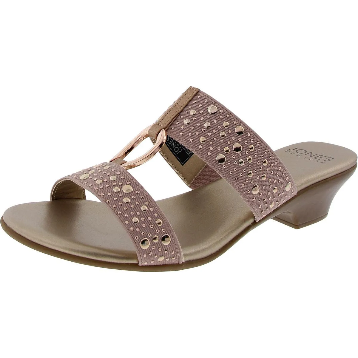 Eanna Womens Faux Leather Rhinestone Slide Sandals