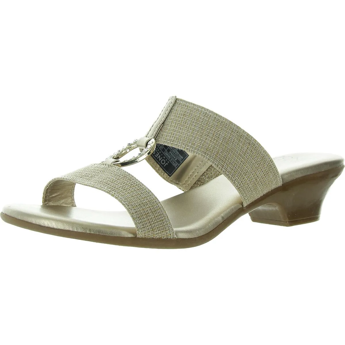 Eanna Womens Faux Leather Rhinestone Slide Sandals
