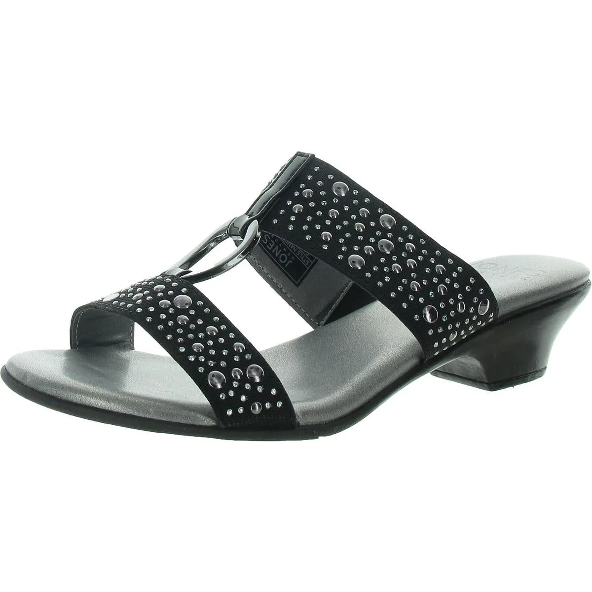 Eanna Womens Faux Leather Rhinestone Slide Sandals