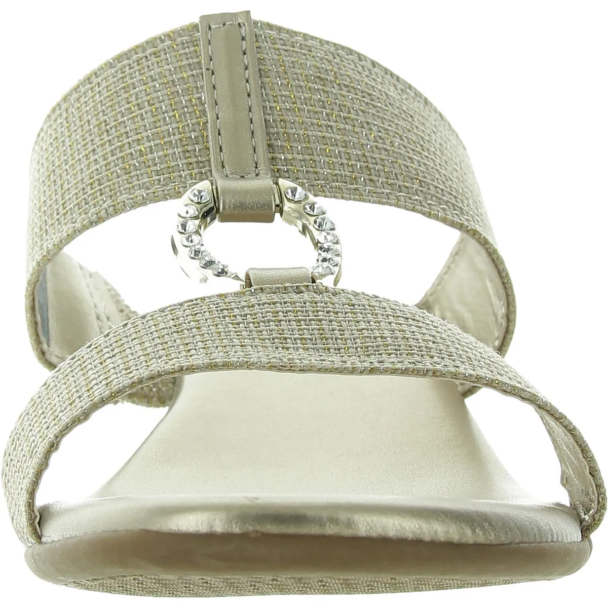 Eanna Womens Faux Leather Rhinestone Slide Sandals