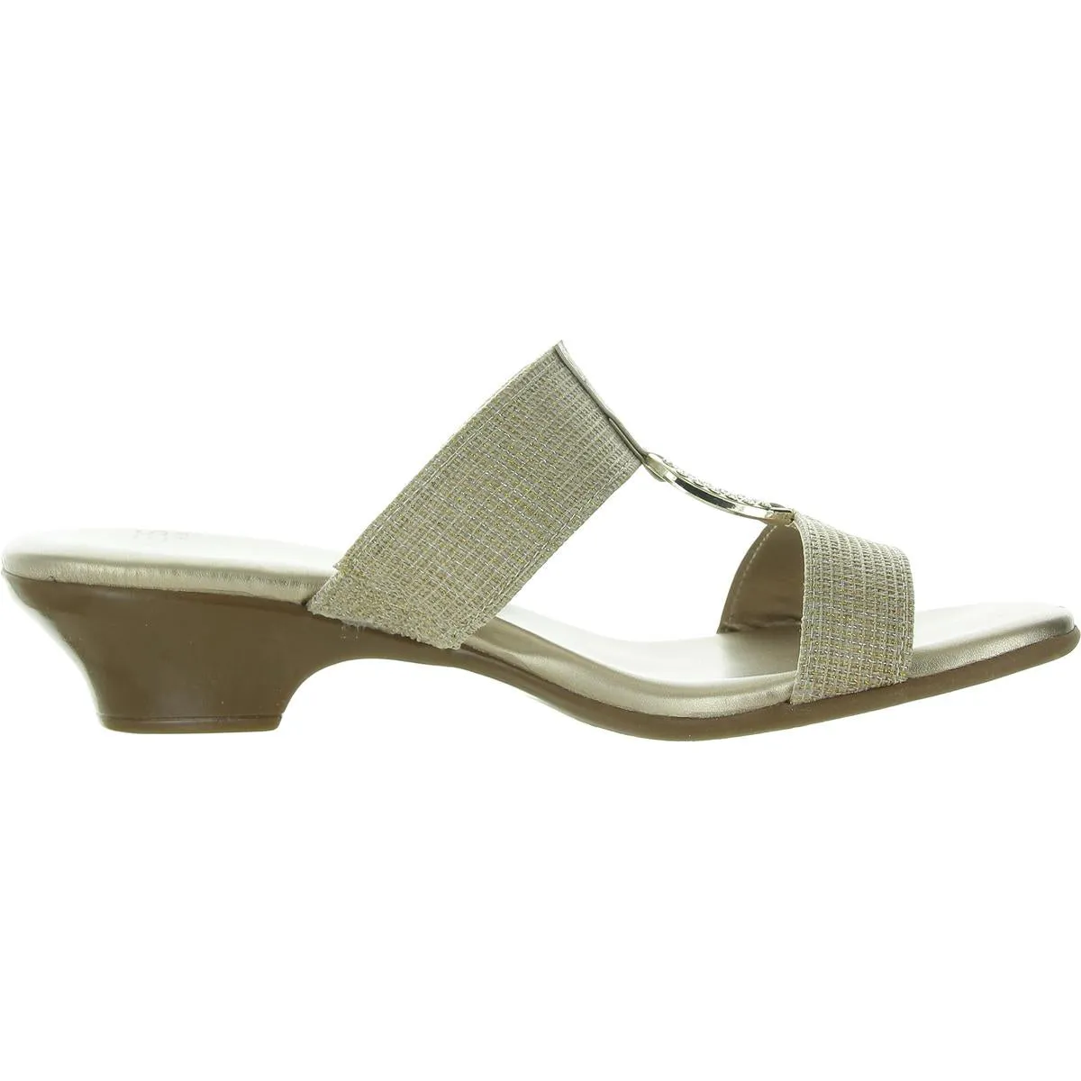 Eanna Womens Faux Leather Rhinestone Slide Sandals