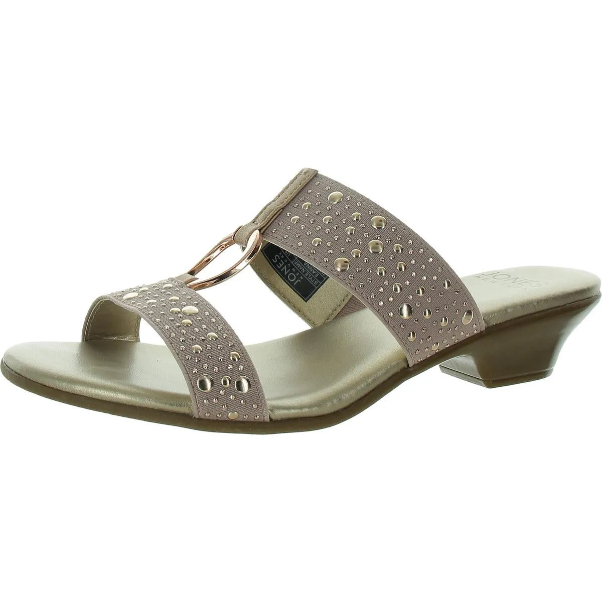 Eanna Womens Faux Leather Rhinestone Slide Sandals
