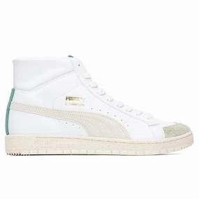 Earthbrake Ralph Sampson 70 Mid - Eggnog/White Puma trainers with bold stripe logo