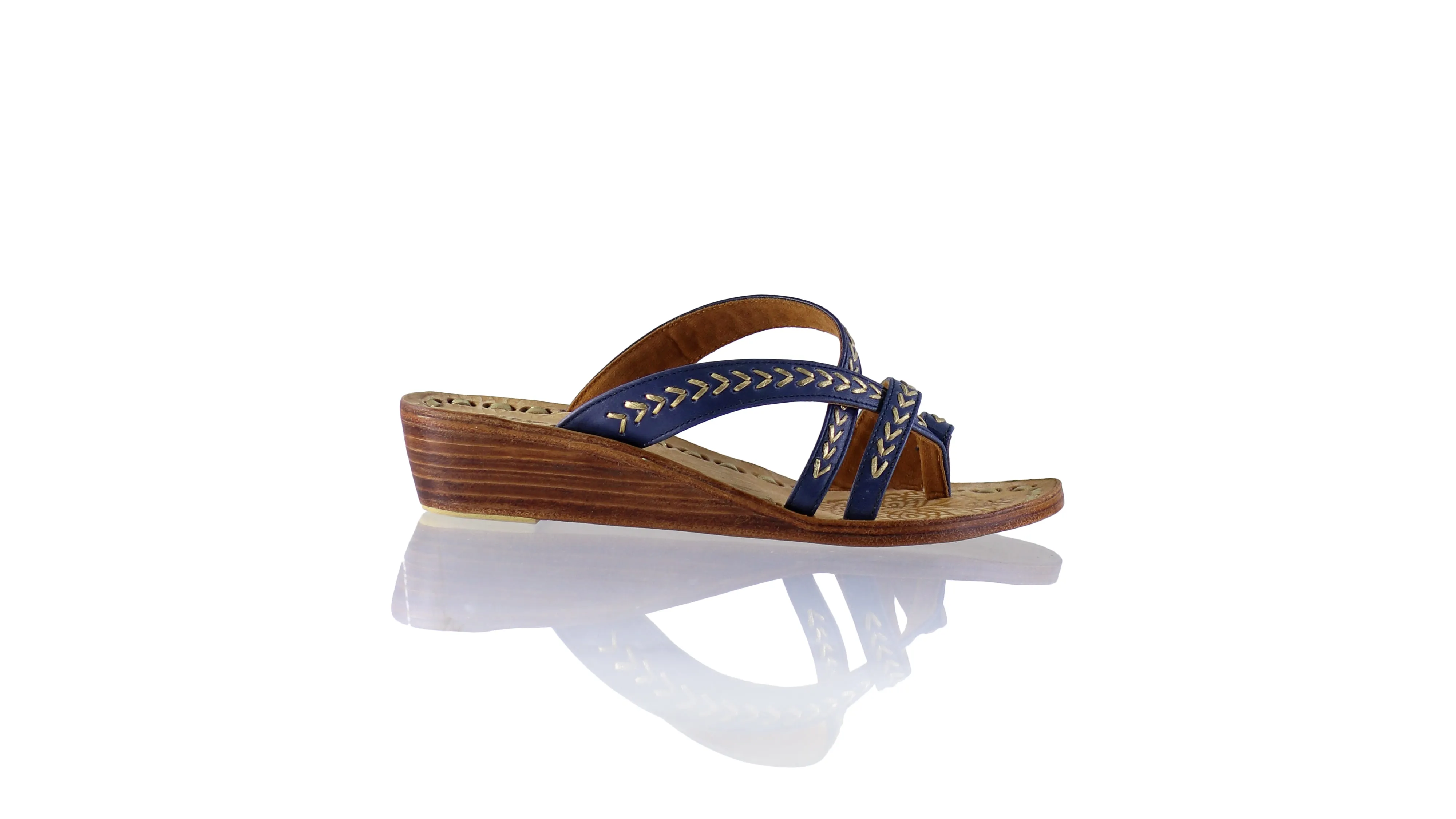 Edo No Strap 35mm Wedges - Navy&Gold
