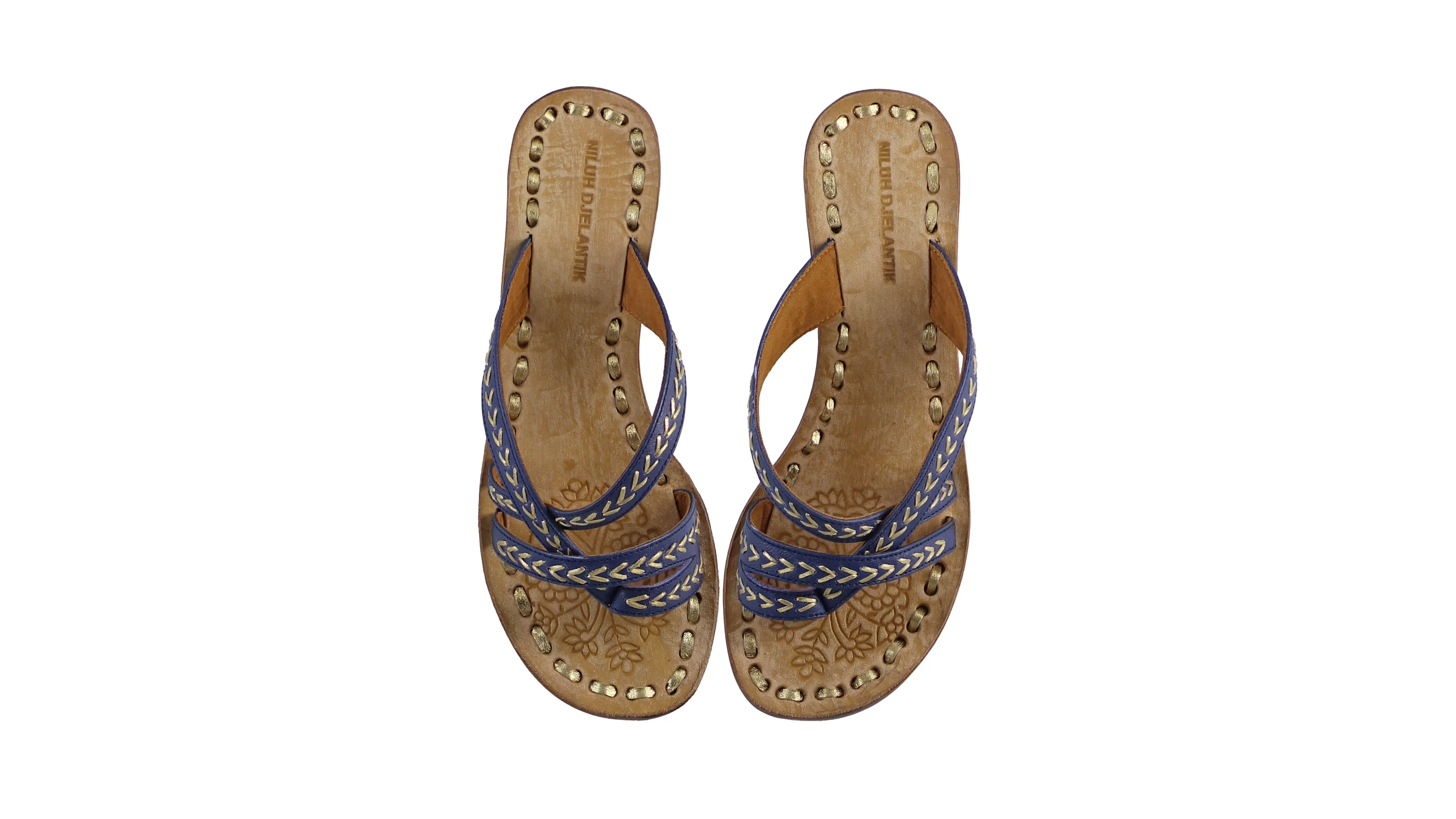Edo No Strap 35mm Wedges - Navy&Gold