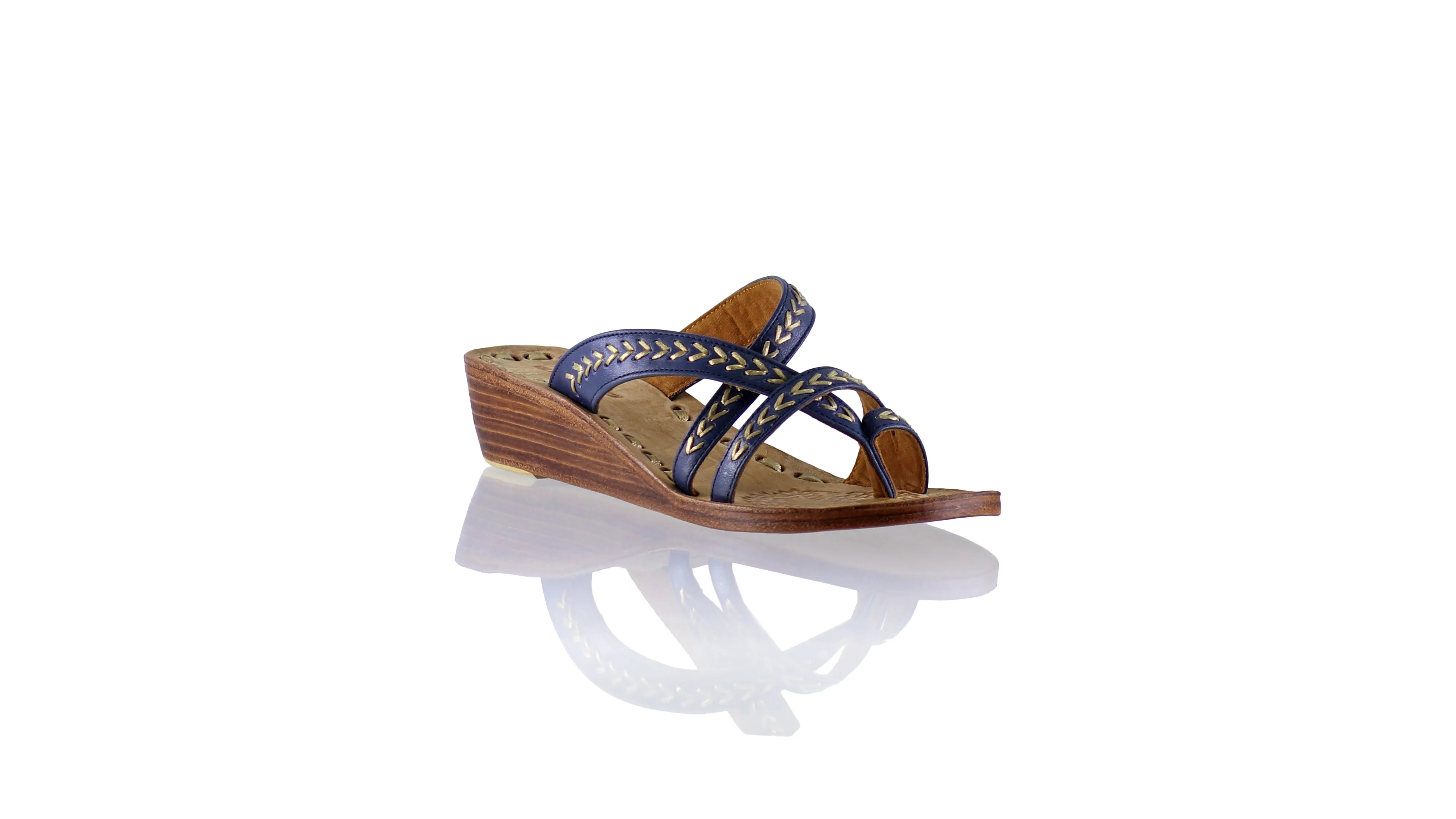 Edo No Strap 35mm Wedges - Navy&Gold