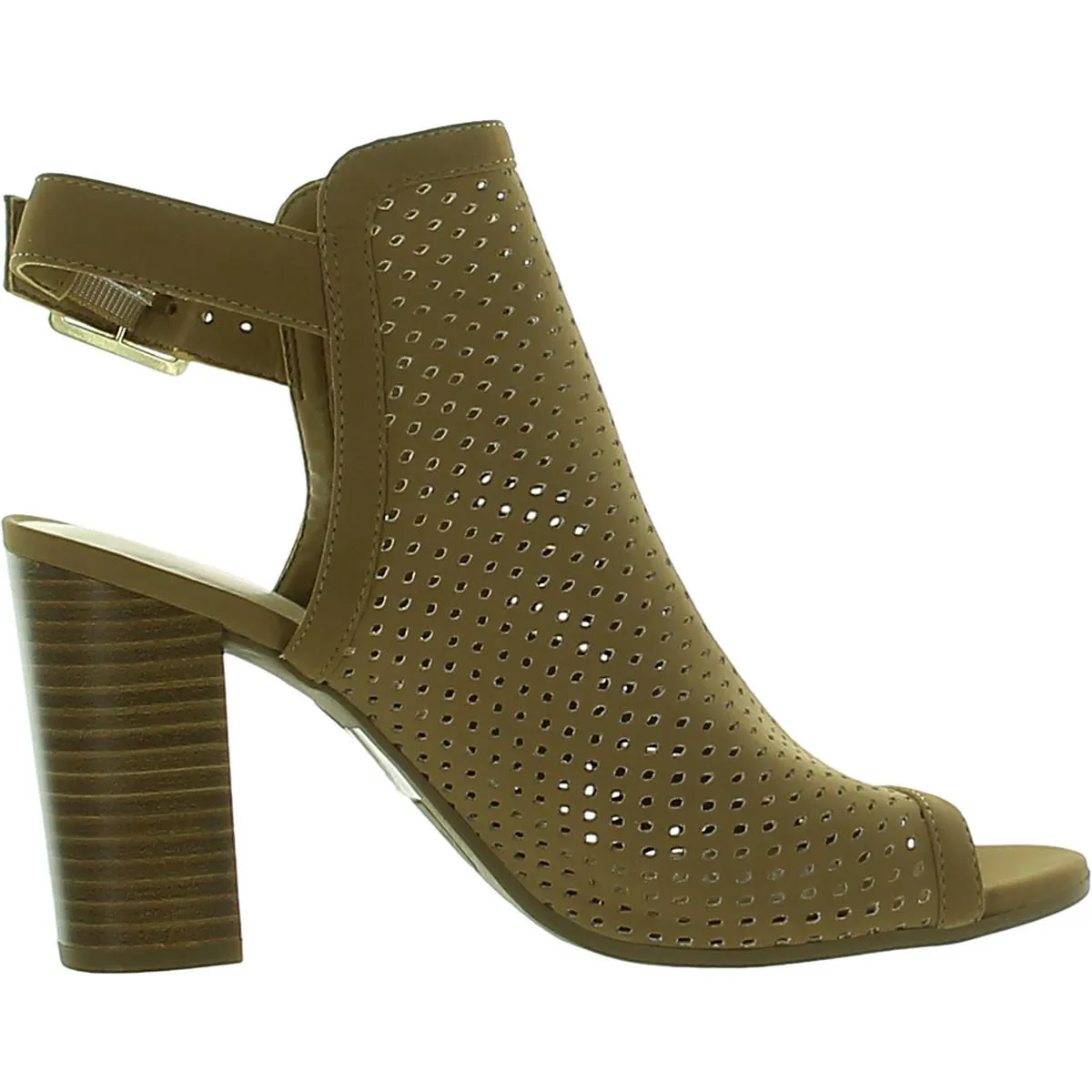 Elaine Womens Faux Leather Perforated Mule Sandals