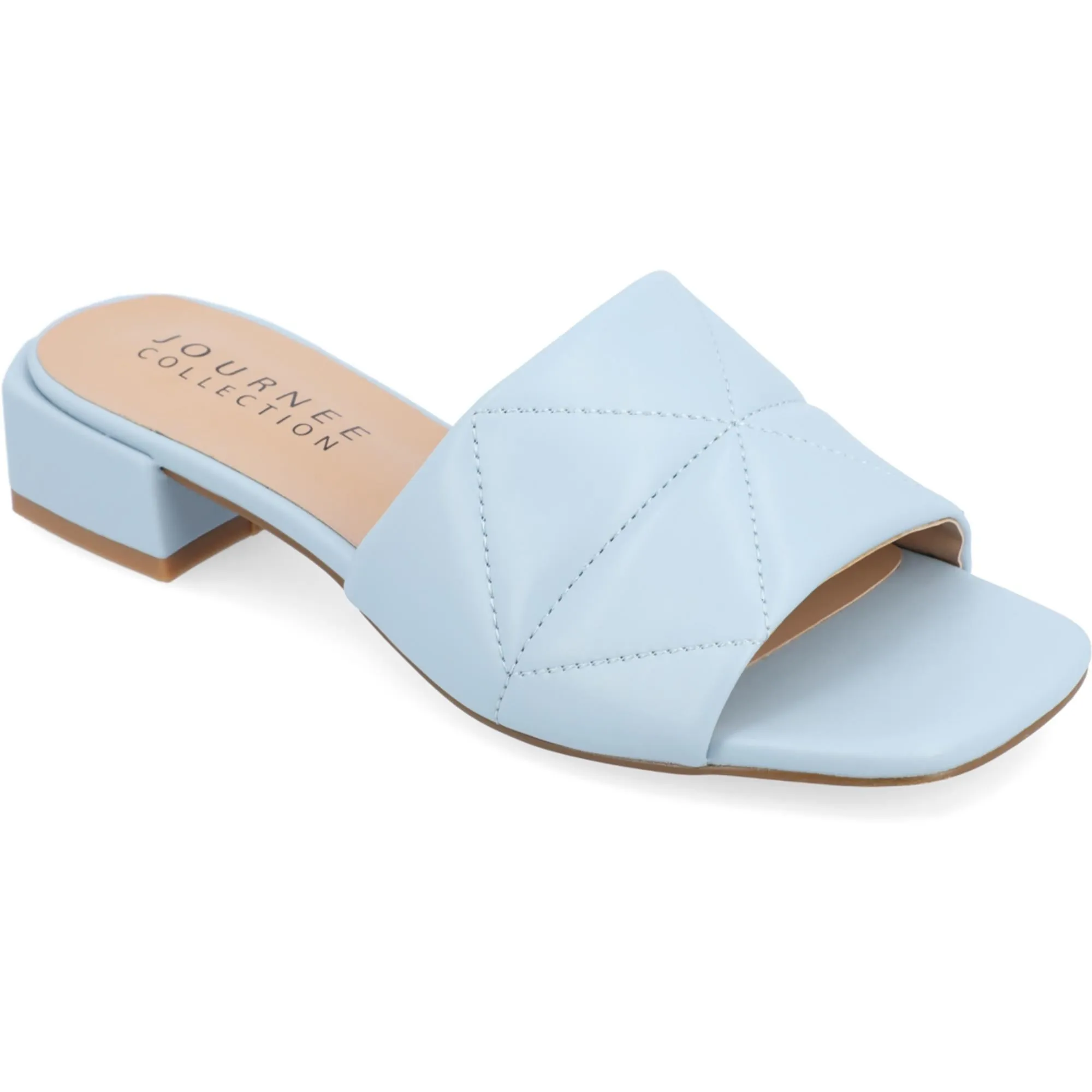 Elidia Womens Faux Leather Quilted Slide Sandals