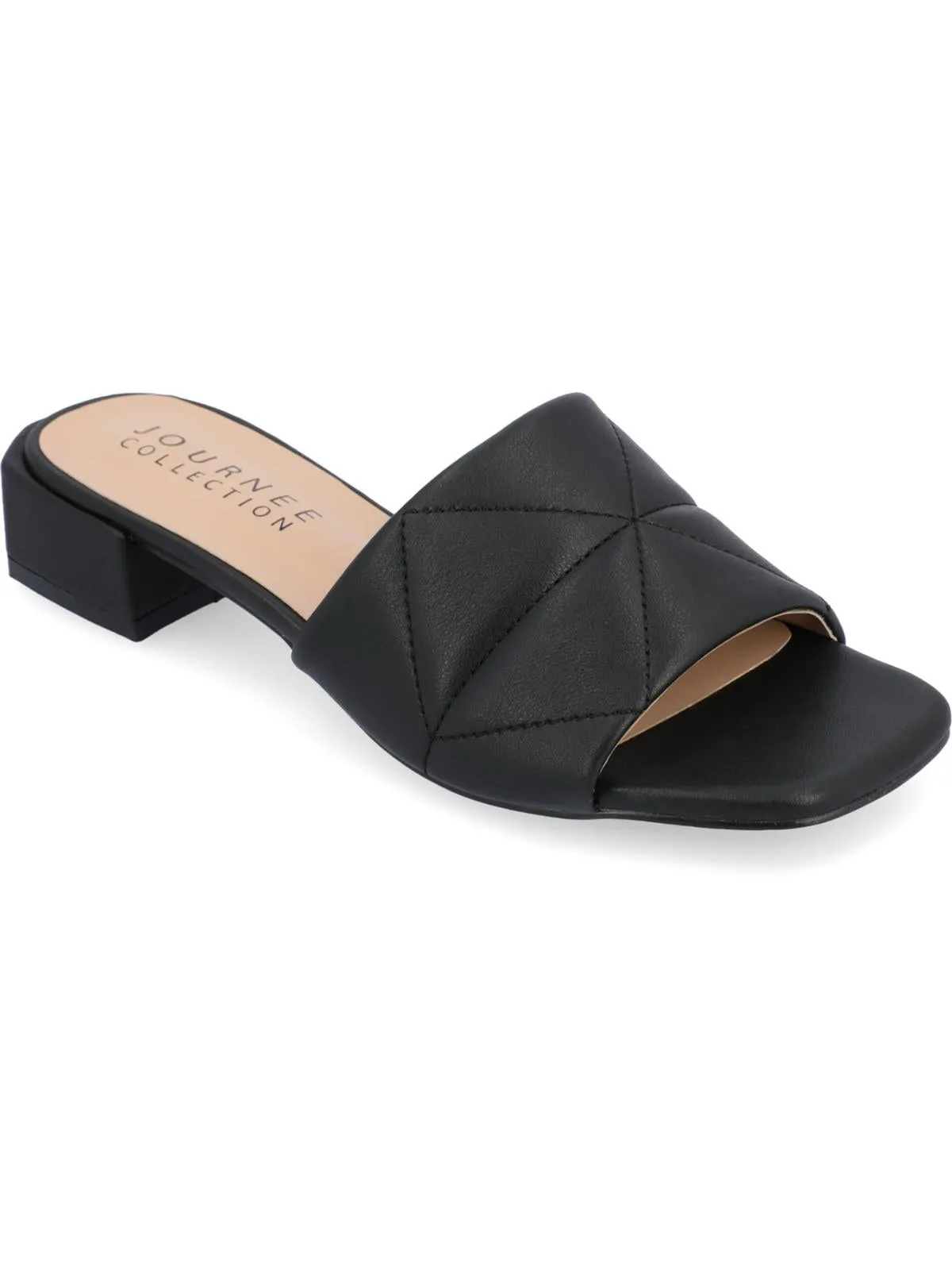 Elidia Womens Faux Leather Quilted Slide Sandals